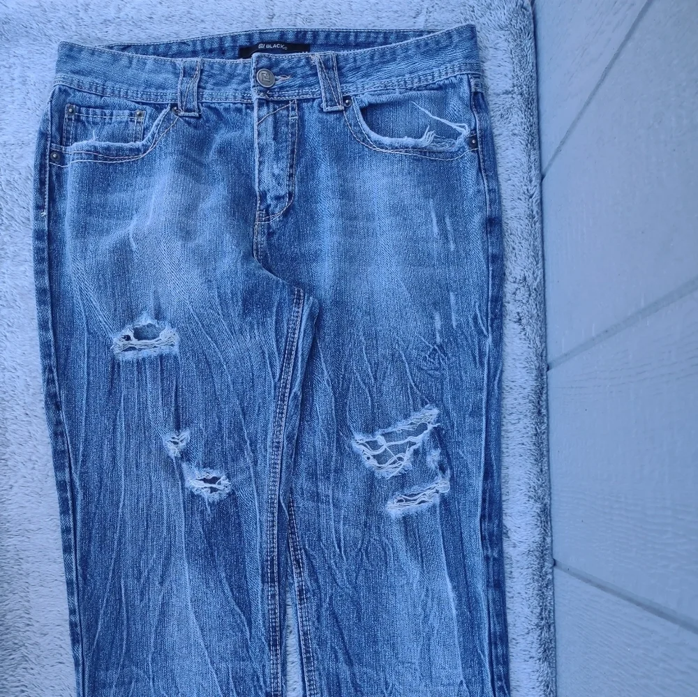 Black Premium Distressed Jeans Medium Wash 34x30 - Picture 2 of 14